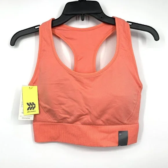 All In Motion Sports Bra Plus 2X (40DD) Seamless Medium Support Racerback - Picture 2 of 10